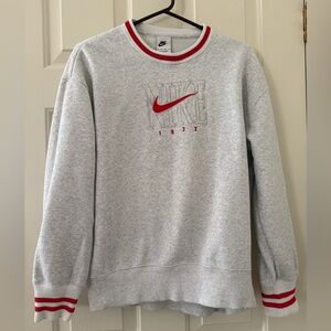 Nike Heather Gray Sweatshirt with Red Trim